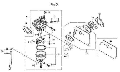 Fig-7 Diagram and Parts List for GC160LA Type MHA2 Honda Engine