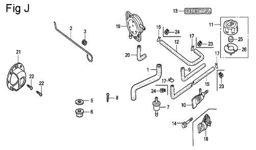 Fig-10 Diagram and Parts List for GC160A Type SHE Honda Engine