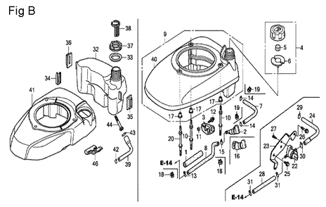 Fig-2 Diagram and Parts List for GCV190A Type R3A Honda Engine