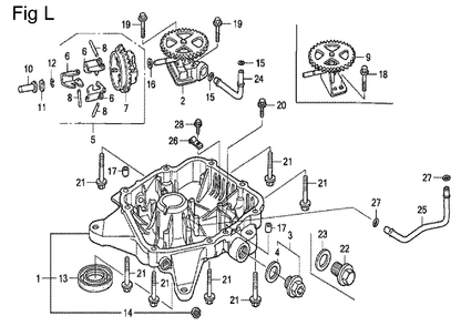 Fig-12 Diagram and Parts List for GCV530 Type DXA Honda Engine
