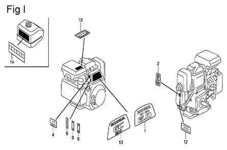 Fig-9 Diagram and Parts List for GC190A Type QHE Honda Engine