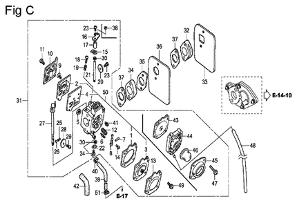 Fig-3 Diagram and Parts List for GX100U Type KRW2 Honda Engine