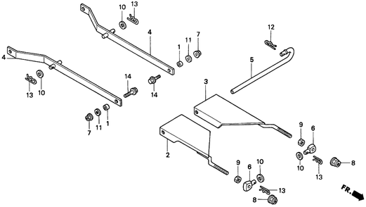 Cutter Deck Link Diagram and Parts List for CD2038 (Type  SA)(RZCV-6000001 - 9999999) Honda Lawn Tractor Accessories