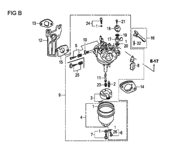 Fig-2 Diagram and Parts List for GX120T1 Type QD Honda Engine