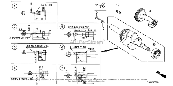 Crankshaft Diagram and Parts List for GX390K1 (typeVXP/A)(GDAF-1100001) Honda Engine