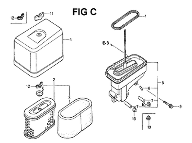 Fig-7 Diagram and Parts List for GXV340 Type DN Honda Engine