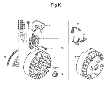 Fig-11 Diagram and Parts List for GC160 Type QBC Honda Engine