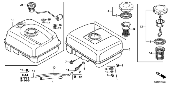 Part Location Diagram of 91424-Z4M-003 Honda Tube, Fuel (4.5x145) (Fkm)
