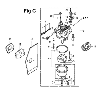 Fig-1 Diagram and Parts List for GXV160H2 Type T1AH Honda Engine