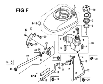 Fig-6 Diagram and Parts List for GCV190LA Type N5B Honda Engine