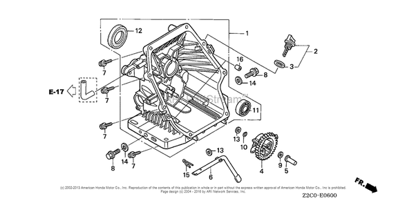Oil Pan Diagram and Parts List for GS190LA (typeQHAF)(GCACA-1000001) Honda Engine