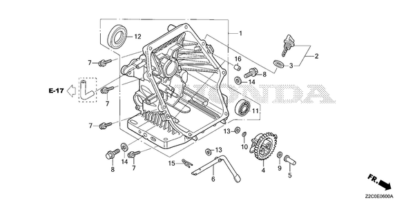 Oil Pan Diagram and Parts List for GS190LAX (Type QHAF)(GCACA-2074905-9999999) Honda Engine