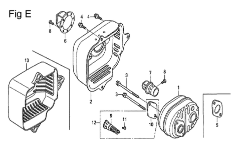 Fig-5 Diagram and Parts List for GCV160A Type EHHB Honda Engine