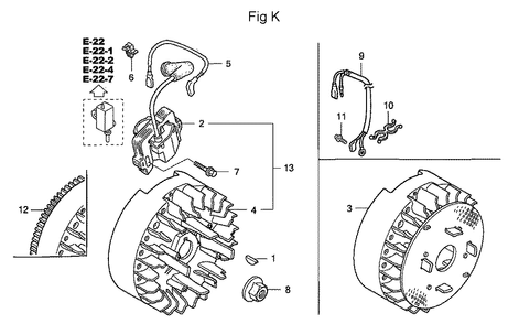 Fig-11 Diagram and Parts List for GC160A Type DHAF Honda Engine