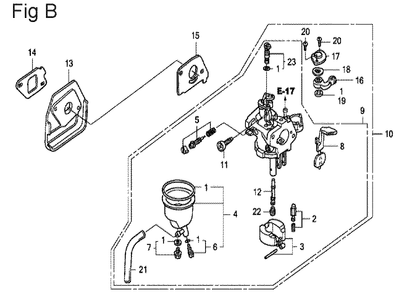 Fig-2 Diagram and Parts List for GX100U Type QA2 Honda Engine