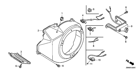 Fan Cover (1) Diagram and Parts List for GX270UT2 (Type  PAE2/A)(GCBGT-2000001 - 2258490) Honda Engine