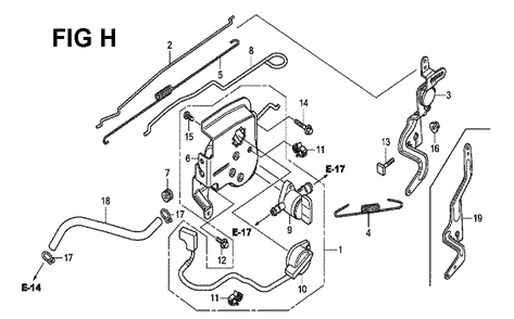 Fig-8 Diagram and Parts List for GCV190LA Type N5B Honda Engine