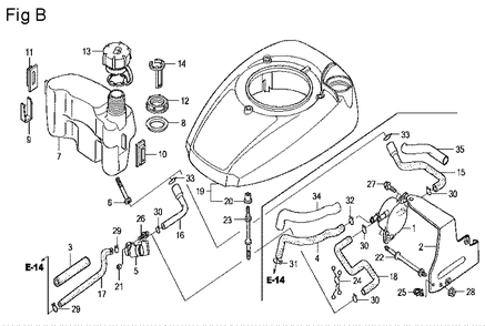 Fig-2 Diagram and Parts List for GCV160LE Type A7H1 Honda Engine