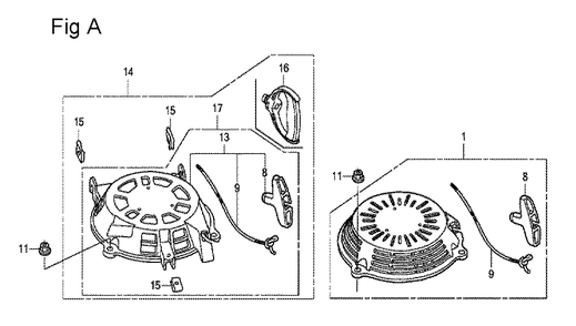 Fig-1 Diagram and Parts List for GCV160LA0 Type A1A Honda Engine