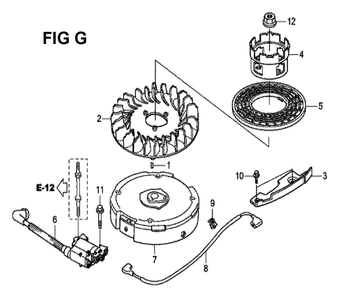 Fig-7 Diagram and Parts List for GCV190LA Type G5AP Honda Engine
