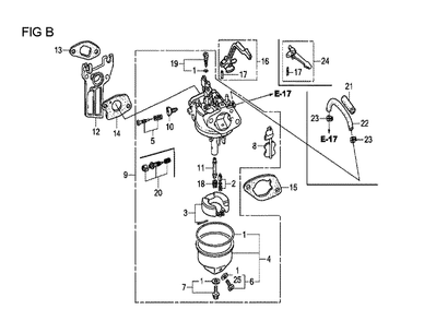 Fig-2 Diagram and Parts List for GX120T1 Type VPM4 Honda Engine