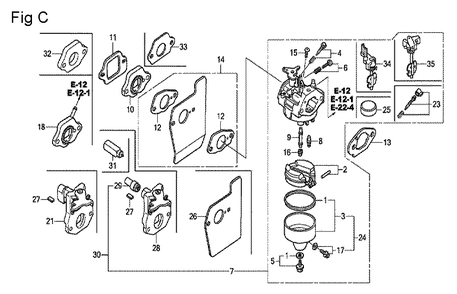 Fig-3 Diagram and Parts List for GCV160LE Type N7A1 Honda Engine