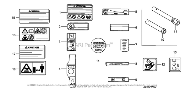 Other Parts (Label/Tool) Diagram and Parts List for GX390U2 (typeSMX2)(GCBHK-1000001) Honda Engine