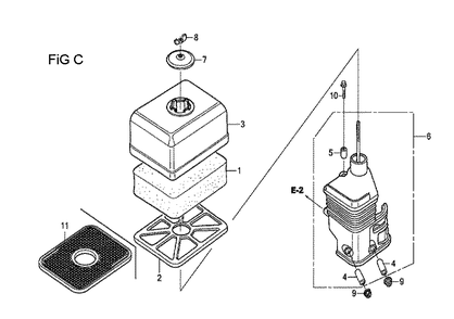 Fig-3 Diagram and Parts List for GX120T1 Type SD16 Honda Engine