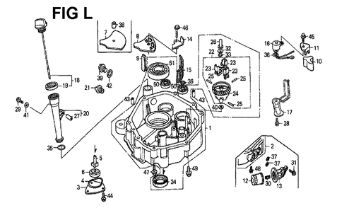 Fig-7 Diagram and Parts List for GXV340K1 Type DX Honda Engine