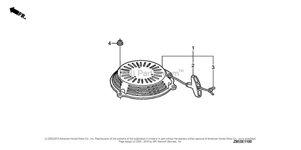 Recoil Starter Diagram and Parts List for GSV190LA (typeS3T)(GJACA-1035731) Honda Engine