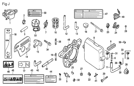 Fig-10 Diagram and Parts List for GX100U Type QA2 Honda Engine