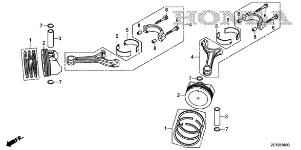 Piston Diagram and Parts List for GXV690RHX (Type TAF3)(GJAEH-2000001-9999999) Honda Engine