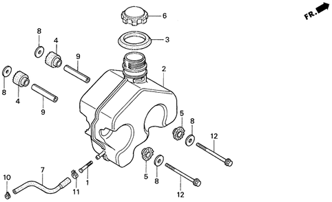 Fuel Tank Diagram and Parts List for H1011R (Type  SA)(MZAW-6000001 - 6100000) Honda Lawn Mower