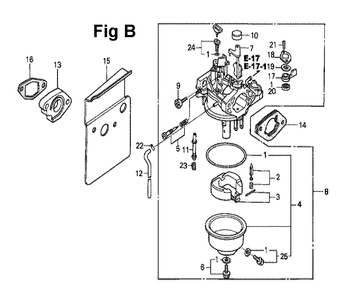Fig-10 Diagram and Parts List for GXV270 Type DN Honda Engine