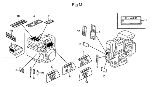 Fig-13 Diagram and Parts List for GC160 Type WKT2 Honda Engine