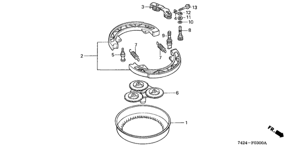 Clutch Outer Diagram and Parts List for HP400K3 (Type  BA/C)(NAA-2800448 - 9999999) Honda Lawn Tractor Accessories