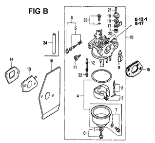 Fig-4 Diagram and Parts List for GXV160K1 Type N6S Honda Engine