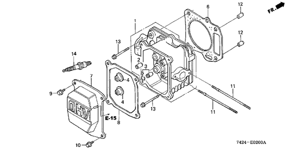 Part Location Diagram of 122A0-ZE6-030 Honda Cylinder Head