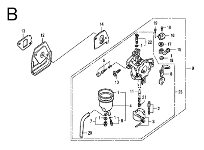 Fig-2 Diagram and Parts List for GX100 Type QA2 Honda Engine