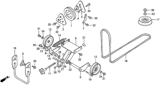 Tensioner Arm Diagram and Parts List for MM46 (Type  A)(RAB-0000001 - 9999999) Honda Lawn Tractor Accessories