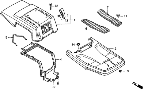 Rear Body Diagram and Parts List for H3011H (Type  HSA)(MZAJ-6000001 - 9999999) Honda Lawn Mower