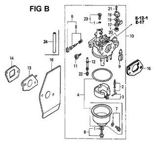 Fig-7 Diagram and Parts List for GXV160K1 Type N42 Honda Engine
