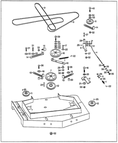 Mower Deck Drive (-1000965) Diagram and Parts List for CD7048CCD1 (Type  48)(CCD1-1000001 - 2000000) Honda Lawn Tractor Accessories