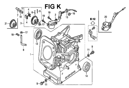 Fig-7 Diagram and Parts List for GX160H1 Type QXBRA Honda Engine