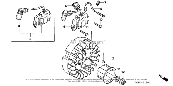 Flywheel + Ignition Coil Diagram and Parts List for GX100U (typeKRB5)(GCAGK-1000001) Honda Engine