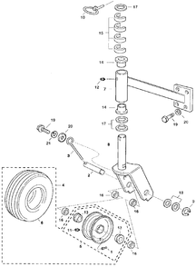 Front Caster Diagram and Parts List for CD7052CCD3 (Type  52)(CCD3-1000001 - 9999999) Honda Lawn Tractor Accessories