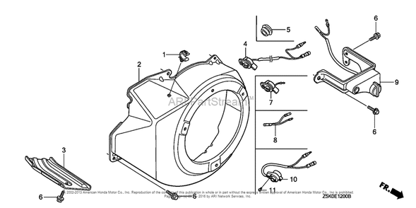 Fan Cover (1) Diagram and Parts List for GX270UT2 (typeSMX2)(GCBGT-1000001) Honda Engine