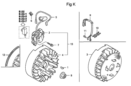 Fig-11 Diagram and Parts List for GC160 Type VXA Honda Engine