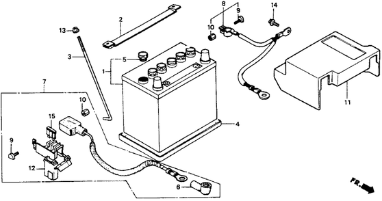 Battery Diagram and Parts List for HT-R3811 (Type  SA)(MABT-5000001 - 9999999) Honda Lawn Mower