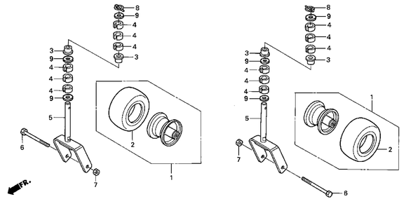 Front Wheel Diagram and Parts List for CD7136A (Type  36)(RZDZ-3000001 - 9999999) Honda Lawn Tractor Accessories